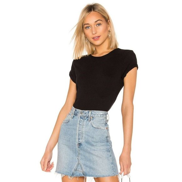 Re/Done Tops - RE/DONE 1950s Boxy Cotton Ribbed Knit Trim Tee